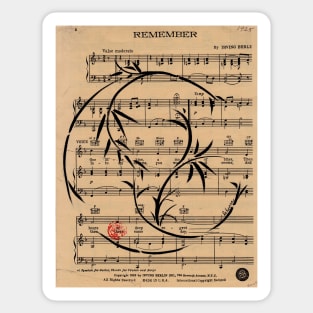 Remember - Sumie Enso Ink Brush Painting on Vintage Sheet Music - Irving Berlin Sticker